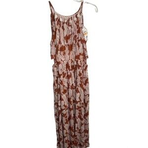 Jamie and Layla Maxi Dress Womens size Small Petite Rust/Cream Floral Sundress